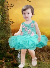 Elegant A-Line Scoop Little Girl Dresses with Appliques Bowknot in Green for 2014