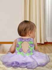 Elegant A-Line Straps Little Girl Dresses with Appliques Hand Made Flowers in Lilac for 2014