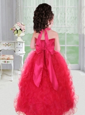 Elegant Ball Gown Straps Little Girl Pageant Dress with Ruching Appliques in Pink