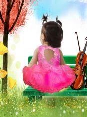 Elegant Hot Pink A-Line Straps Little Girl Dresses With Appliques Bowknot Beading for 2014