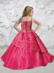 Elegant Spaghetti Straps Little Girl Pageant Dresses with Beading