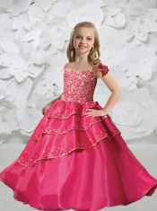 Elegant Spaghetti Straps Little Girl Pageant Dresses with Beading