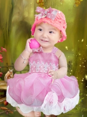 Fashionable Ball Gown Straps Pink Little Girl Dresses With Appliques Bowknot