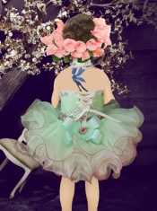 Fashionable Halter Knee-length Little Girl Dress with Beading and Ruffles