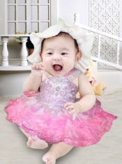 Modest V-neck Beading and Ruffles 2014 Little Girl Dress in Spring Green