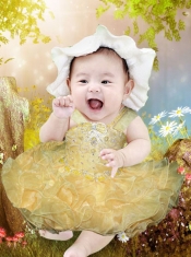 Modest V-neck Beading and Ruffles 2014 Little Girl Dress in Spring Green