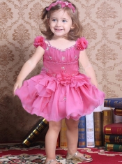 Popular Orange A-Line Off the Shoulder Little Girl Dress with Beading and Ruffles