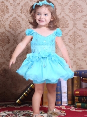 Popular Orange A-Line Off the Shoulder Little Girl Dress with Beading and Ruffles