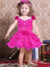 Popular Orange A-Line Off the Shoulder Little Girl Dress with Beading and Ruffles