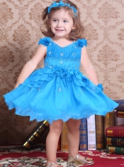 Popular Orange A-Line Off the Shoulder Little Girl Dress with Beading and Ruffles