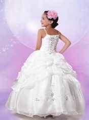 Popular Straps Ball Gown 2014 Little Girl Pageant Dresses with Appliques in Red