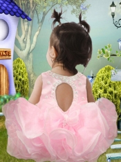 Pretty A-Line Scoop Appliques Bowknot Little Girl Dress in Pink for 2014