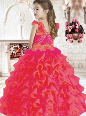 Pretty Scoop 2014 Little Girl Pageant Dress with Beading Ruffles in Red