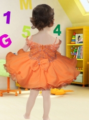 Spring Green Organza Off the Shoulder Beading and Ruffles Little Girl Dresses