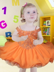 Spring Green Organza Off the Shoulder Beading and Ruffles Little Girl Dresses
