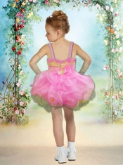 Sweet Ball Gown Straps Pink Little Girl Dresses With Appliques