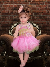 Sweet Ball Gown Straps Pink Little Girl Dresses With Appliques