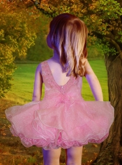 Sweet Pink Scoop Little Girl Dress with Beading and Ruffles