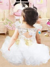 SweetA-Line Scoop Ankle-length White Little Girl Dress With Lace