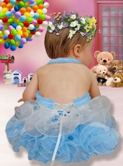 The Most Popular Halter Lace up Little Girl Dress with Beading and Ruffles