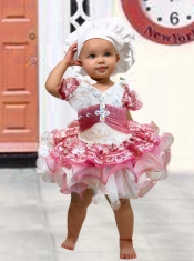 V-neck Short Sleeves Beading and Ruffles Little Girl Dresses for 2014