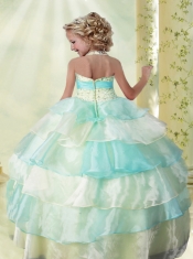 Yellow Green Little Girl Pageant Dresses With Beading Hand Made Flower