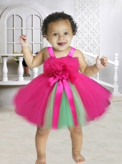 2014 A-Line Knee-length Hand Made Flowers Little Girl Dress with Straps