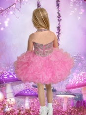 2014 Ball Gown Beading and Ruffles Halter Little Girl Dress in Spring Green