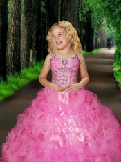 2014 Ball Gown Sweetheart Pretty Rose Pink Little Gril Pageant Dress