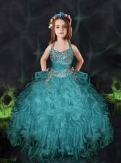 2014 Beautiful Hot Pink Little Girl Pageant Dress with Beading