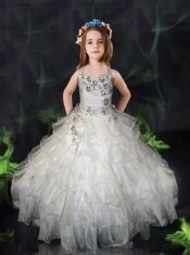 2014 Beautiful Hot Pink Little Girl Pageant Dress with Beading