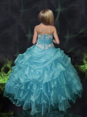 2014 Beautiful Hot Pink Little Girl Pageant Dress with Beading