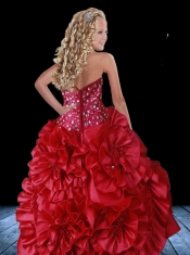 2014 Beautiful Red Ball Gown Halter Beading Little Girl Pageant Dress