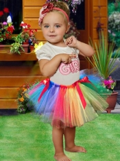 2014 Colorful Short A-Line Scoop Little Girl Dress with Bowknot