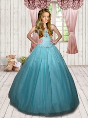 2014 Elegant Beading Sweet Sixteen Little Girl Pageant Dress in Sky Blue