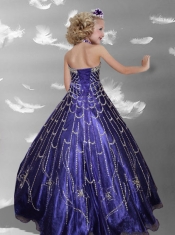 2014 Elegant White Halter Beading Little Gril Pageant Dress