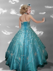 2014 Elegant White Halter Beading Little Gril Pageant Dress