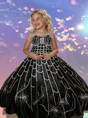 2014 Elegant White Halter Beading Little Gril Pageant Dress