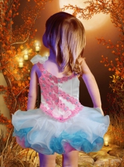 2014 Exquisite Scoop Multi-color Little Girl Dress with Beading and Ruffles