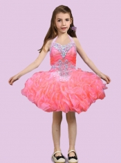 2014 Fashionable Ball Gown Halter Little Girl Dress with Beading