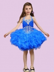 2014 Fashionable Ball Gown Halter Little Girl Dress with Beading