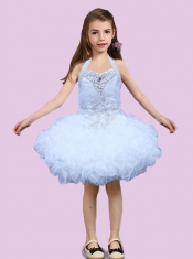 2014 Fashionable Ball Gown Halter Little Girl Dress with Beading