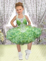 2014 Fashionable Halter Ball Gown Royal Blue Little Girl Dress with Beading