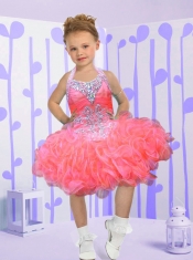 2014 Fashionable Halter Ball Gown Royal Blue Little Girl Dress with Beading