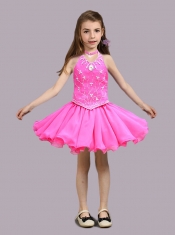 2014 Fashionable Halter Short Little Girl Dress with Mini-length