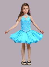 2014 Fashionable Halter Short Little Girl Dress with Mini-length