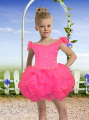 2014 Fashionable Off the Shoulder Beading and Ruffles Little Girl Dresses