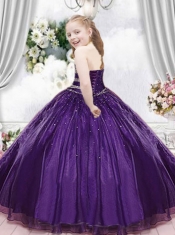 2014 Fashionable Purple Little Girl Pageant Dress with Beading