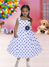 2014 Fitted Square Knee-length Flower Girl Dress in White and Pink