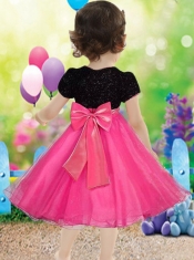 2014 Formal A-Line Scoop Tea-length Short Sleeves Little Girl Dress
